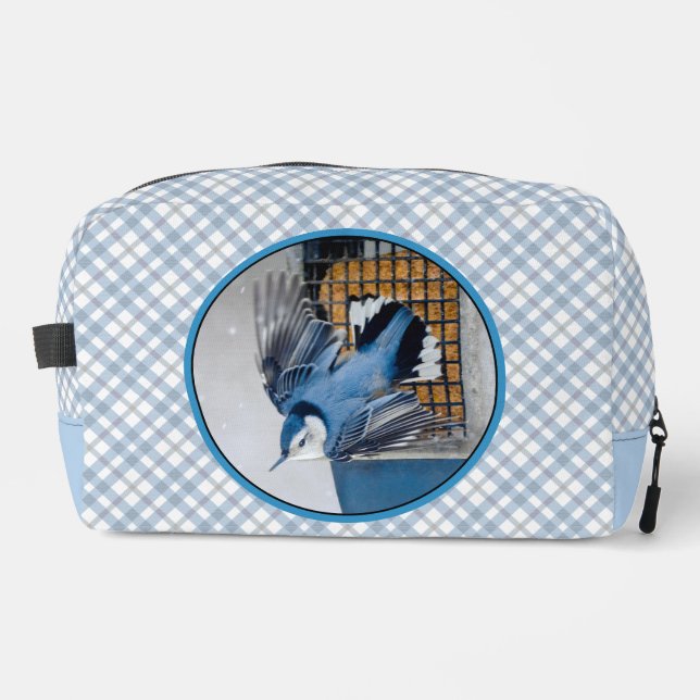 White-Breasted Nuthatch Flying Original Photo Dopp Kit (Front)