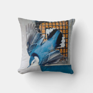 White-Breasted Nuthatch in Snow - Original Photo Cushion