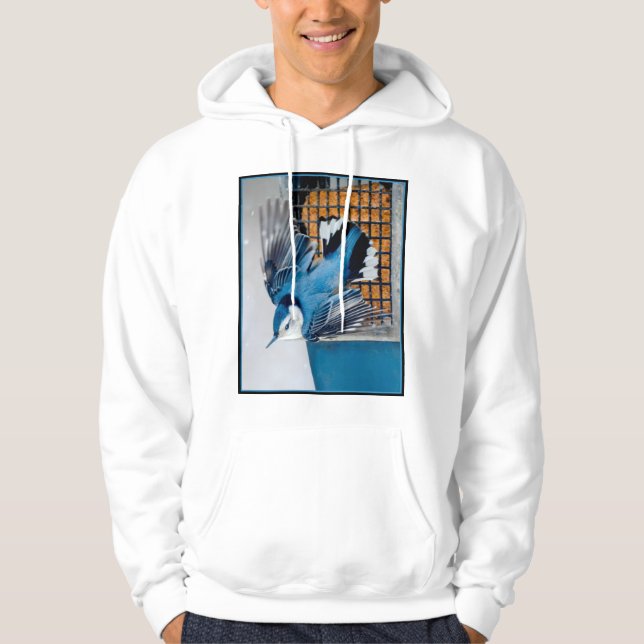 White-Breasted Nuthatch in Snow - Original Photo Hoodie (Front)
