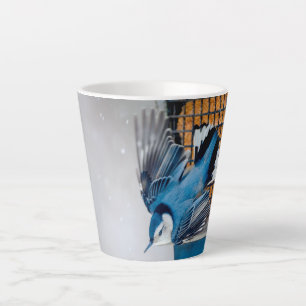 White-Breasted Nuthatch in Snow - Original Photo Latte Mug