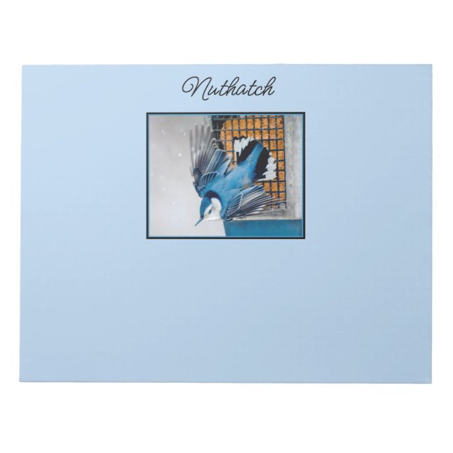White-Breasted Nuthatch in Snow - Original Photo Notepad (Front)