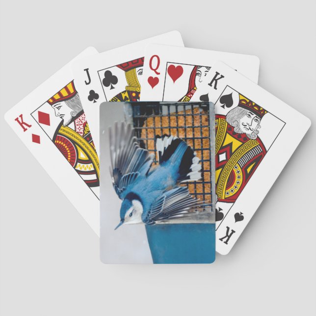 White-Breasted Nuthatch in Snow - Original Photo Playing Cards (Back)