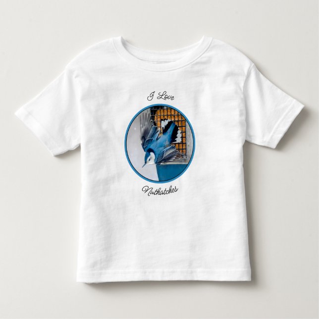 White-Breasted Nuthatch in Snow - Original Photo Toddler T-Shirt (Front)