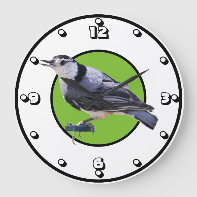 White-Breasted Nuthatch Large Clock (Front)