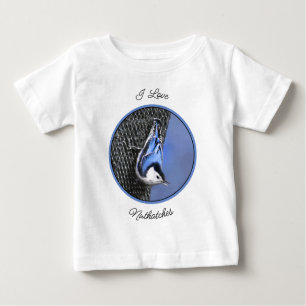 White-Breasted Nuthatch Painting Original Bird Art Baby T-Shirt