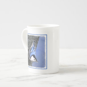 White-Breasted Nuthatch Painting Original Bird Art Bone China Mug