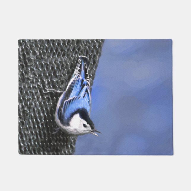 White-Breasted Nuthatch Painting Original Bird Art Doormat (Front)