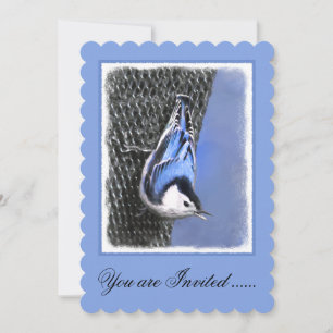 White-Breasted Nuthatch Painting Original Bird Art Invitation