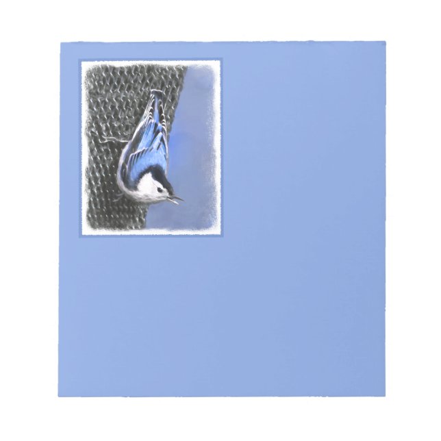 White-Breasted Nuthatch Painting Original Bird Art Notepad (Front)