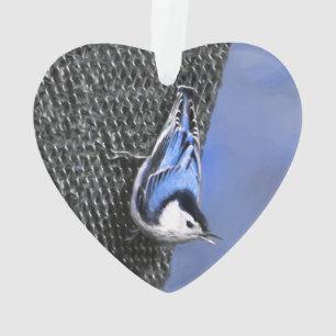 White-Breasted Nuthatch Painting Original Bird Art Ornament