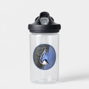 White-Breasted Nuthatch Painting Original Bird Art Water Bottle