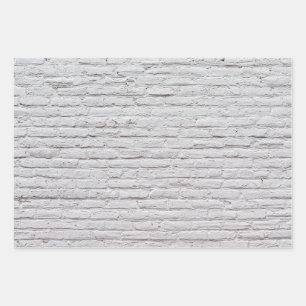 White Brick Wall Background Wrapping Paper Sheet