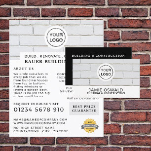 White Brick Wall, Building Firm, Builders Business Card