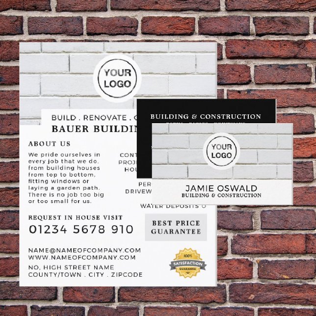 White Brick Wall, Building Firm, Builders Business Card (Creator Uploaded)