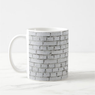 WHITE BRICK WALL COFFEE MUG