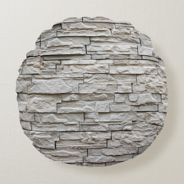 White brick wall pattern texture round cushion (Front)