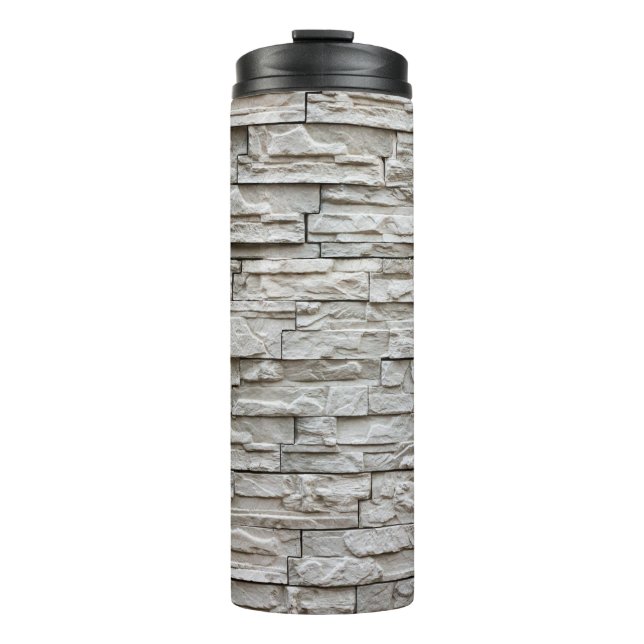 White brick wall pattern texture thermal tumbler (Front)