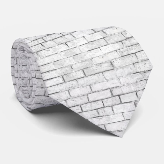 White Brick Wall Pattern Tie (Rolled)
