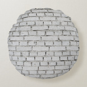 WHITE BRICK WALL ROUND CUSHION