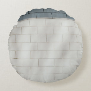 White brick wall round cushion