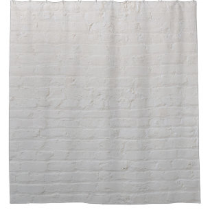 White brick wall shower curtain