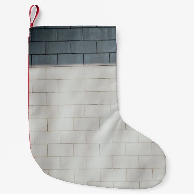 White brick wall small christmas stocking (Front)