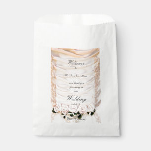 White Bridal Dress with Roses Wedding Favour Bag
