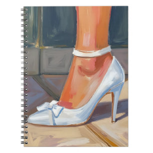 White Bridal Heels Wedding Painting Notebook