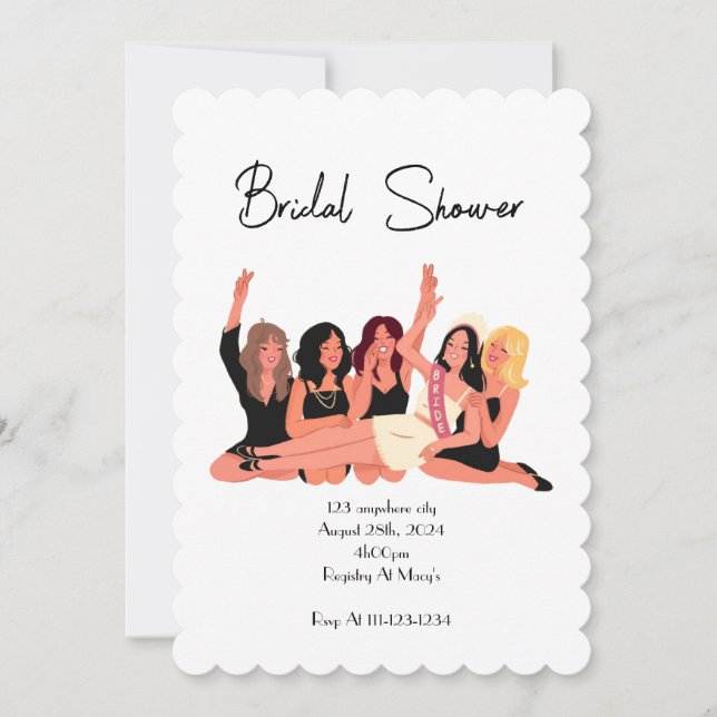white bridal shower invitations (Front)