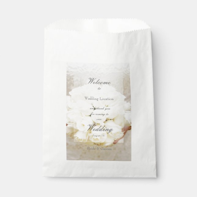White Bridal Wedding Flower Bouquet Favour Bag (Front)