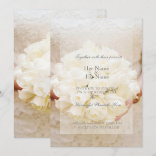 White Bridal Wedding Flower Bouquet Invitation