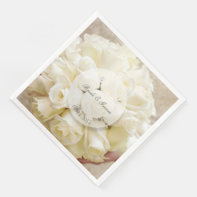 White Bridal Wedding Flower Bouquet Napkin (Corner)