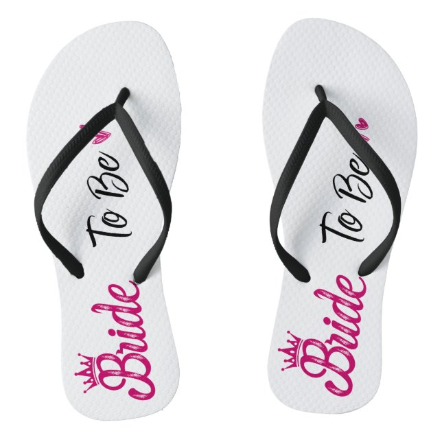 white "Bride to be" with pink crown Thongs (Footbed)