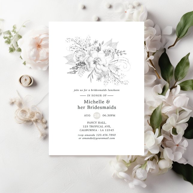 White Bridesmaids Luncheon Invitation (Creator Uploaded)
