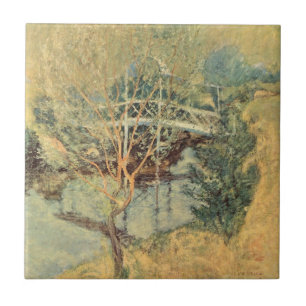 White Bridge by Twachtman, Vintage Impressionism Ceramic Tile