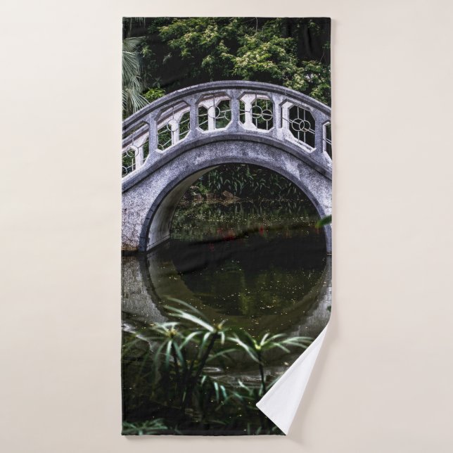 WHITE BRIDGE SURROUNDED BY TREES BATH TOWEL (Bath Towel)