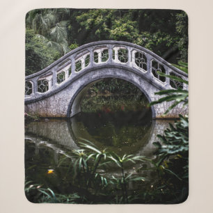 WHITE BRIDGE SURROUNDED BY TREES SHERPA BLANKET