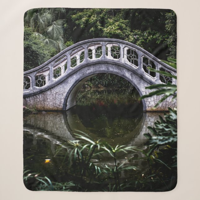 WHITE BRIDGE SURROUNDED BY TREES SHERPA BLANKET (Front)