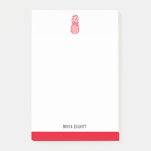 White & Bright Red Pineapple & Border, Name Post-it Notes