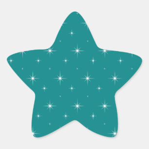 White Bright Stars On Elegant Teal Blue / Green Star Sticker
