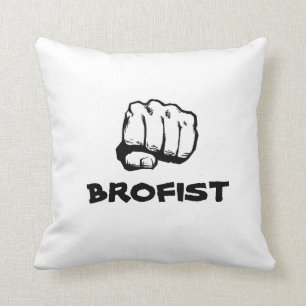 White BROFIST Pillow. Cushion