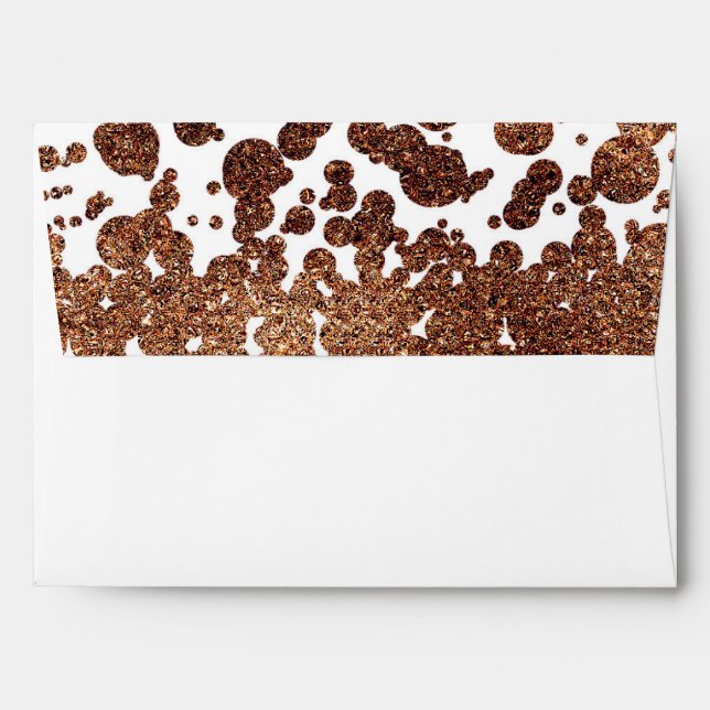 White & Bronze Confetti Dots Glamour Shimmer Envelope (Back (Top Flap))