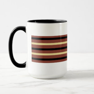 White, Brown and Black Striped Coffee Mug Cup