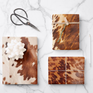 White Brown Cowhide Wrapping Paper Sheet