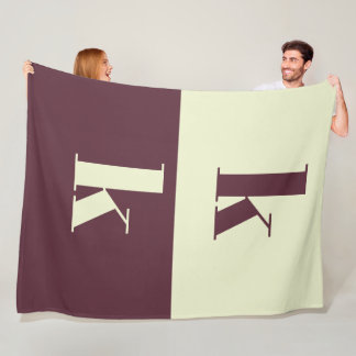 White & brown initial personalised  fleece blanket