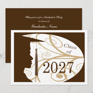 White/Brown Man Silhouette 2027 Graduation Party Invitation