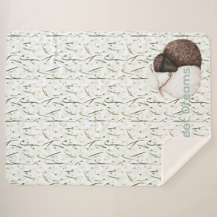 White Brown Sheep Flowers Sherpa Blanket
