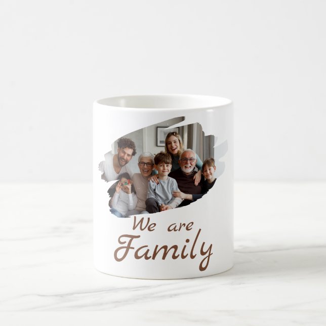 White Brown Simple Family Photo Mug (Center)