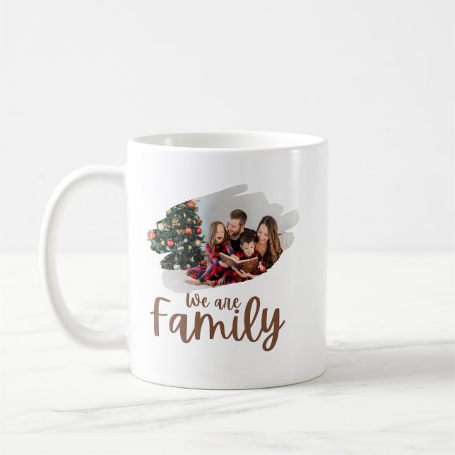 White Brown Simple Family Photo Mug (Left)