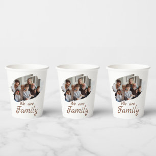 White Brown Simple Family Photo Paper Cups